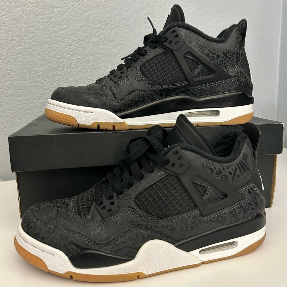 Jordan Retro 4 Laser Black Gum - CI2970-001 - Size 7Y